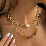 Natural Stone Pearl Multilayer Necklace For Women