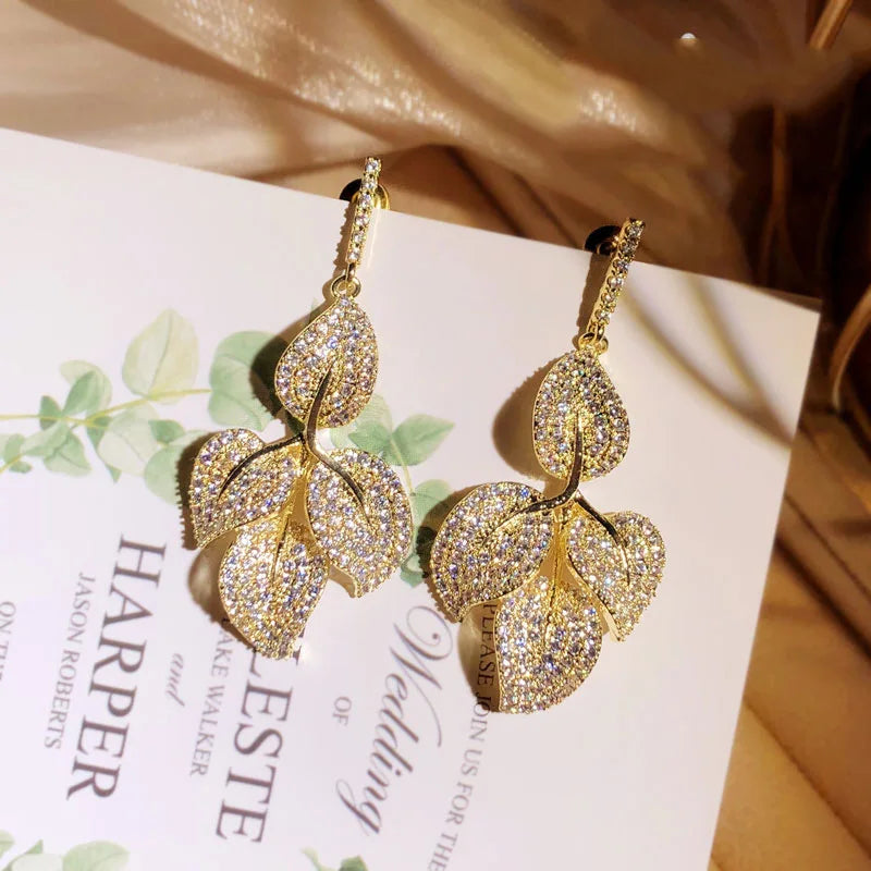 Ginkgo Drop Earrings Metal Leaf Pendant Dangle Earrings