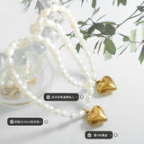 Freshwater Pearl Pendant Necklace Geometric Heart
