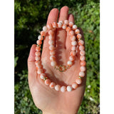 Pink Stone Beaded Choker Necklace 18KGF Stainless Steel Women Fine Jewelry