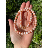 Pink Stone Beaded Choker Necklace 18KGF Stainless Steel Women Fine Jewelry