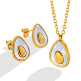 Avocado Droplet Jewelry Set Stainless Steel Accessories