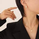 Avocado Droplet Jewelry Set Stainless Steel Accessories