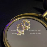 Geometric Pearl Stud Earrings for Women