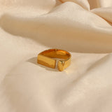 Geometric Bar Shape Ring Stainless Steel 18K Plated Rings For Woman