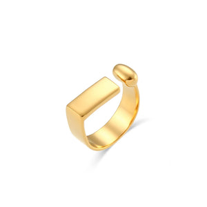 Geometric Bar Shape Ring Stainless Steel 18K Plated Rings For Woman