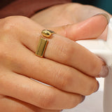 Geometric Bar Shape Ring Stainless Steel 18K Plated Rings For Woman