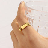 Geometric Bar Shape Ring Stainless Steel 18K Plated Rings For Woman