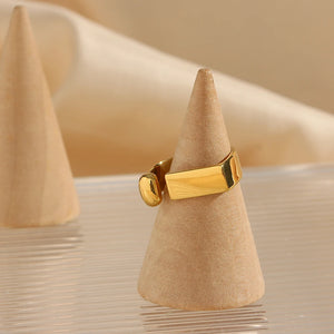 Geometric Bar Shape Ring Stainless Steel 18K Plated Rings For Woman
