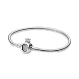 S925 Sterling Silver Crown Bracelet Snake Chain Bangle