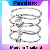 S925 Sterling Silver Crown Bracelet Snake Chain Bangle