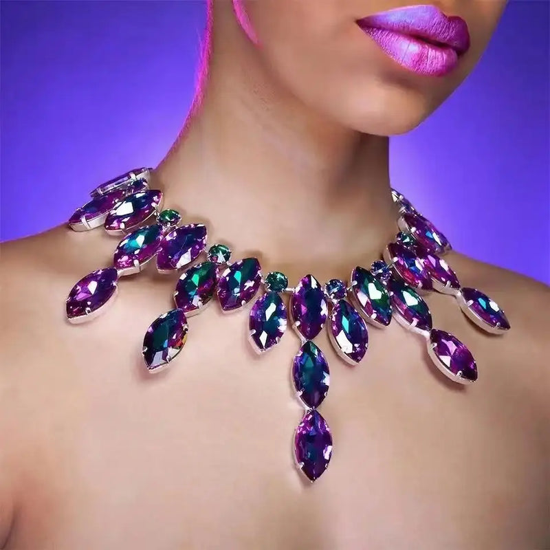 Oval Rhinestone Necklace Exaggeration Clavicalis Chain Sexy Evening Dress