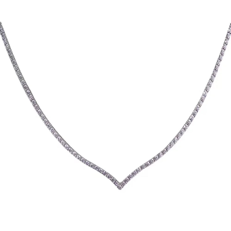 Rhinestone Necklace - Personalized V-shaped Accessory