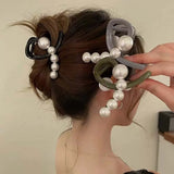 Pearl Hair Claws Clips Grip Hairpin for Women Girls Headwear
