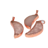 Pink Rose Quartz Moon Pendant for DIY Jewelry Women Accessory