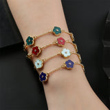 Five Leaf Flower Zirconia Bracelet Ladies High Jewelry Charm Bracelet
