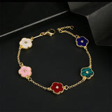 Five Leaf Flower Zirconia Bracelet Ladies High Jewelry Charm Bracelet