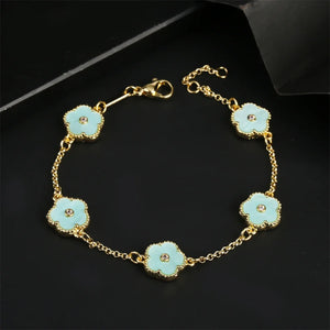 Five Leaf Flower Zirconia Bracelet Ladies High Jewelry Charm Bracelet
