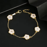 Five Leaf Flower Zirconia Bracelet Ladies High Jewelry Charm Bracelet