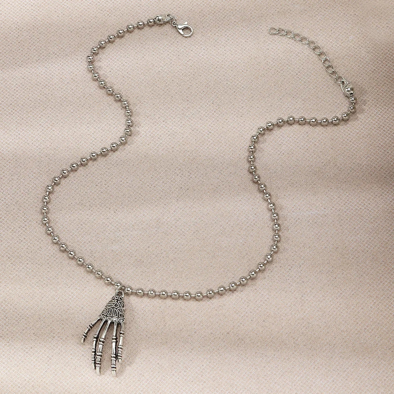 Punk Pearl Halloween Ghost Claw Necklace Women Party Gift X7909