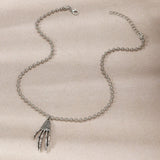 Punk Pearl Halloween Ghost Claw Necklace Women Party Gift X7909