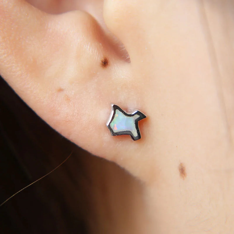 925 Silver Opal Fire Stud Earrings - Women Wedding Jewelry