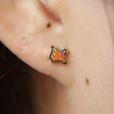 925 Silver Opal Fire Stud Earrings - Women Wedding Jewelry