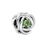 S925 Sterling Silver Spiral Charm Bead Colored Diamond Pendant