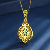 Retro Emerald High Carbon Diamond Water Droplet Pendant Necklace