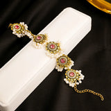 Retro Zircon Bracelet Plated Charm Pink Crystal Flowers Jewelry