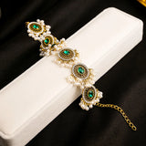 Retro Zircon Bracelet Plated Charm Pink Crystal Flowers Jewelry