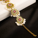 Retro Zircon Bracelet Plated Charm Pink Crystal Flowers Jewelry