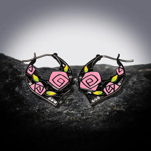 Retro Forest Flower Enamel Earrings 925 Silver Needle