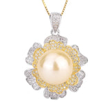 Natural Pearl Pendant Macrame Necklace Flower Gift