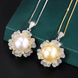 Natural Pearl Pendant Macrame Necklace Flower Gift