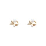 Rhinestone Butterfly Pearl Stud Earrings Party Jewelry