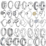 925 Silver Star Moon Zircon Ring Wedding Engagement Jewelry