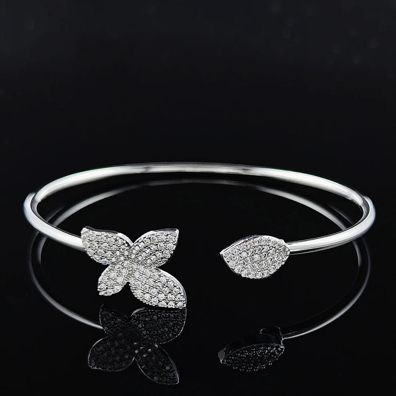 Silver Princess Bracelet Bangle Open Anniversary Gift Jewelry