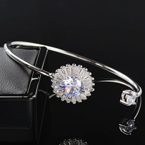 Silver Princess Bracelet Bangle for Women Open Anniversary Gift Jewelry
