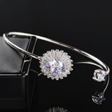Silver Princess Bracelet Bangle for Women Open Anniversary Gift Jewelry