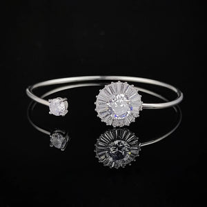 Silver Princess Bracelet Bangle for Women Open Anniversary Gift Jewelry