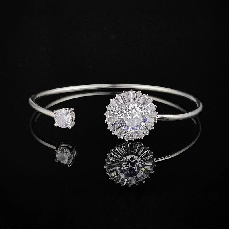 Silver Princess Bracelet Bangle for Women Open Anniversary Gift Jewelry