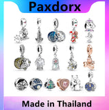 S925 Silver Little Pig Charm Christmas Tree Beads for DIY Bracelets