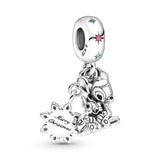 S925 Silver Little Pig Charm Christmas Tree Beads for DIY Bracelets