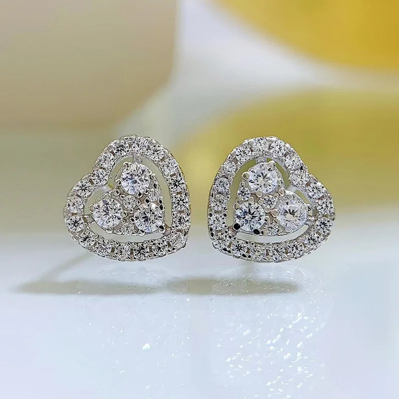 S925 Silver Heart Earrings, Personality Design