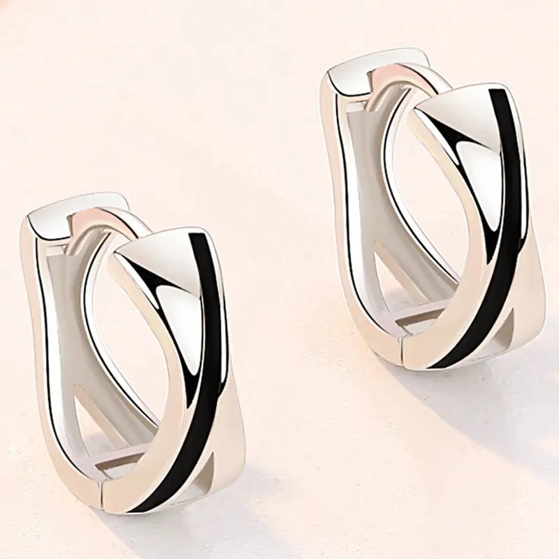 Sterling Silver 10MM Braided Earrings for Women