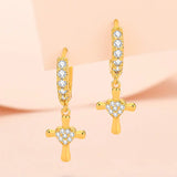 925 Silver Cross Heart Zircon Earrings Wedding Gift