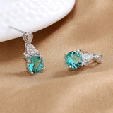 925 Sterling Silver French Green Crystal Earrings for Women Wedding Jewelry