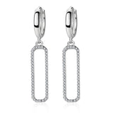 S925 Silver Earrings 42MM Rectangle Zircon Women Christmas Jewelry