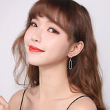 S925 Silver Earrings 42MM Rectangle Zircon Women Christmas Jewelry